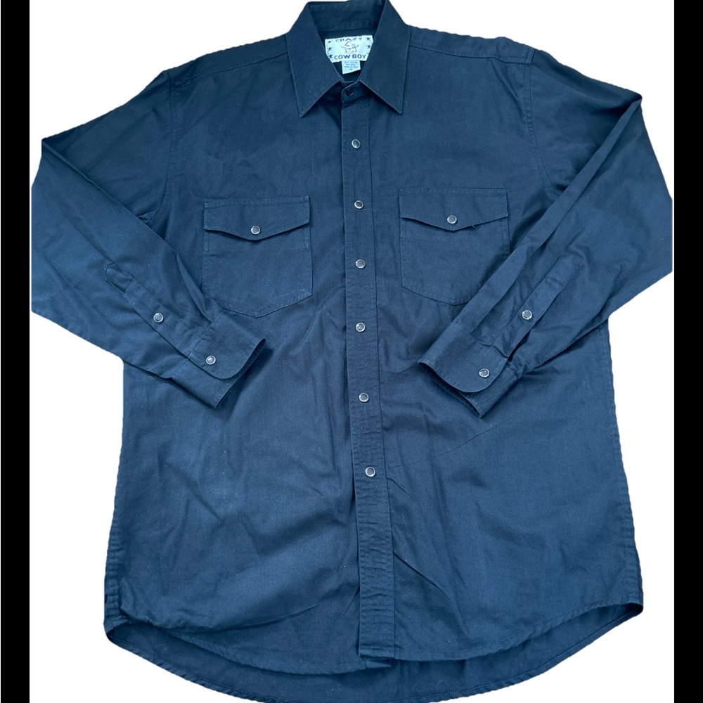 Crazy Cowboy Black Men’s Western Rodeo Shirt Snap Up XL